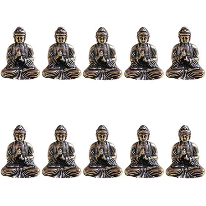 10 Stück Miniatur Messing Sitzende Buddha Statue Figur für Reisen Buddhismus Verehrung Zuhause Büro Schreibtisch Dekoration
