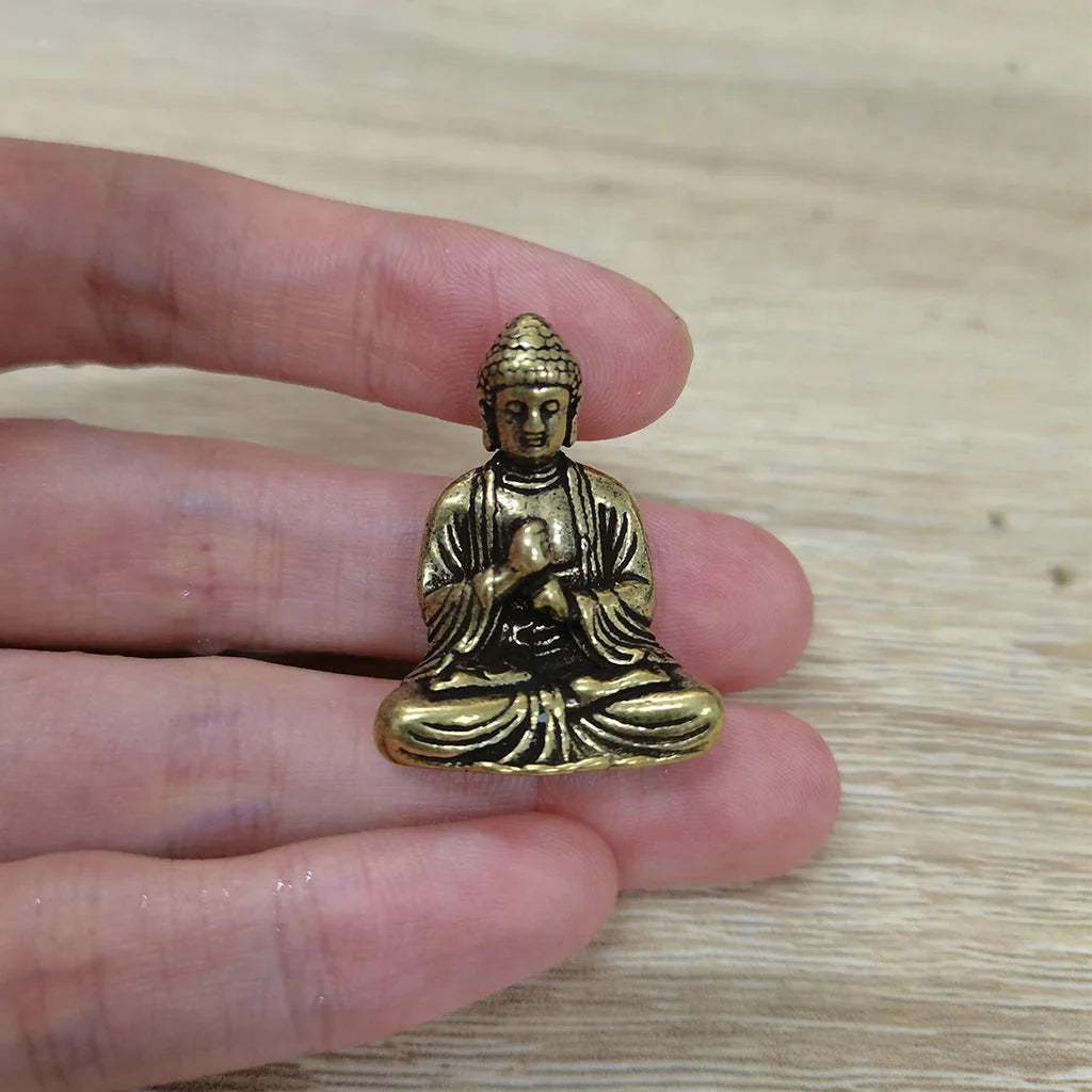 10 Stück Miniatur Messing Sitzende Buddha Statue Figur für Reisen Buddhismus Verehrung Zuhause Büro Schreibtisch Dekoration