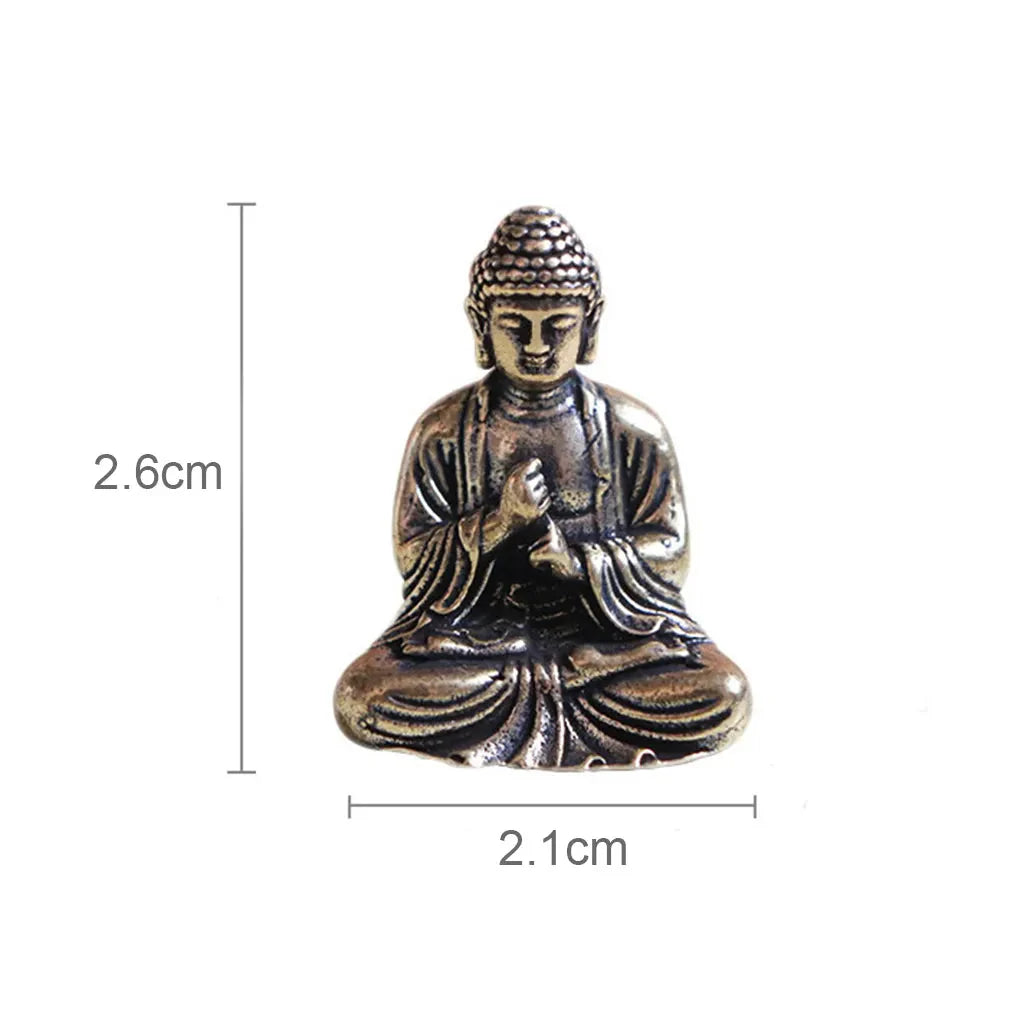 10 Stück Miniatur Messing Sitzende Buddha Statue Figur für Reisen Buddhismus Verehrung Zuhause Büro Schreibtisch Dekoration