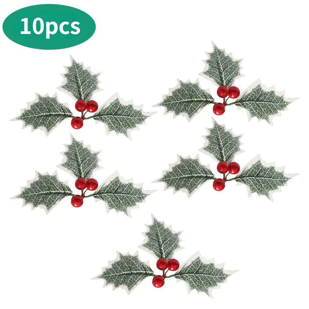 10 Stück Mini Simulation Weihnachtskiefer Picks Stängel Künstliche Kiefernnadel Beerenpflanze für Weihnachtsfeier Heimdekoration Hängende Anhänger