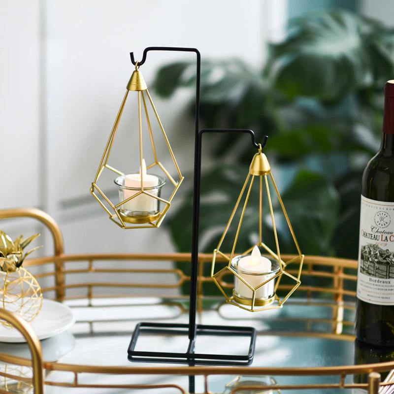 Frendorf | GeoLume Geometrischer Hängender Kerzenhalter oder Vase aus Eisen | Modernes Design | Vielseitige Deko