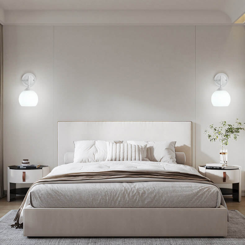 Modern Art Deco Round Glass Metal 1-Light Wall Sconce Lamp For Bedroom