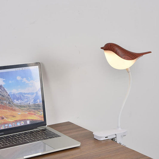 Frendorf | BrightBird Nordic LED Tischlampe | USB-Ladung | Nachtlicht mit Vogelclip | Modernes Design