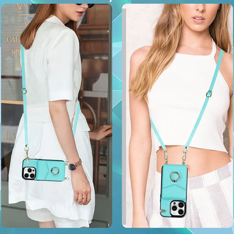 Frendorf | Leder Geldbörse Hülle mit Ring & Lanyard für iPhone