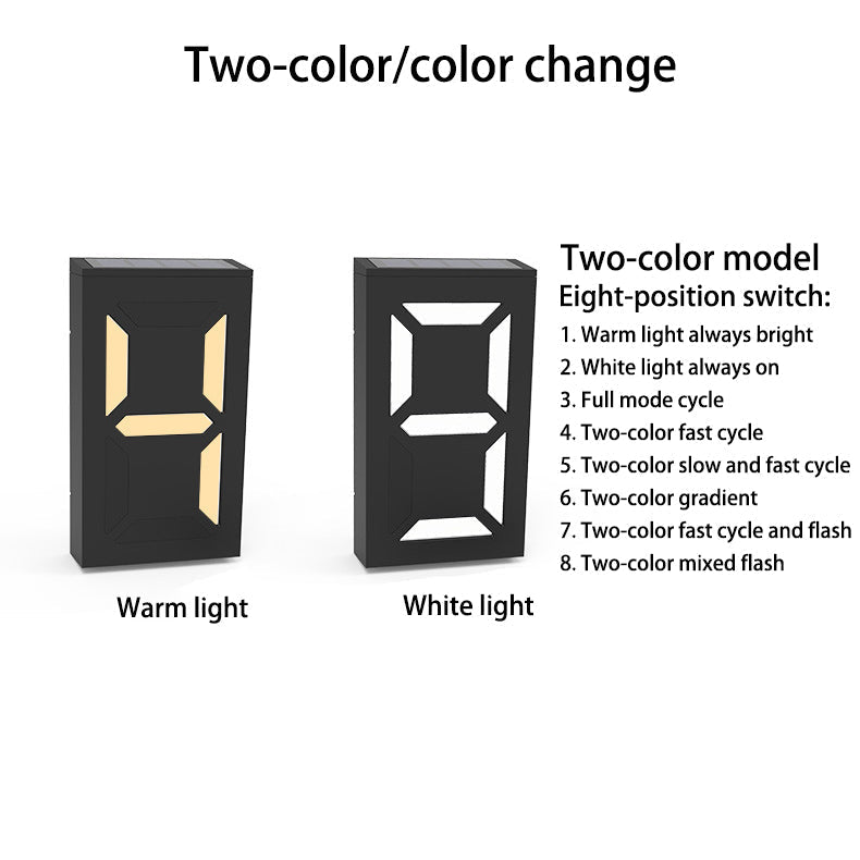 Frendorf | LumenSign Solar LED Wandleuchte | Türschild mit RGB-Beleuchtung | Außenleuchte | Modernes Design