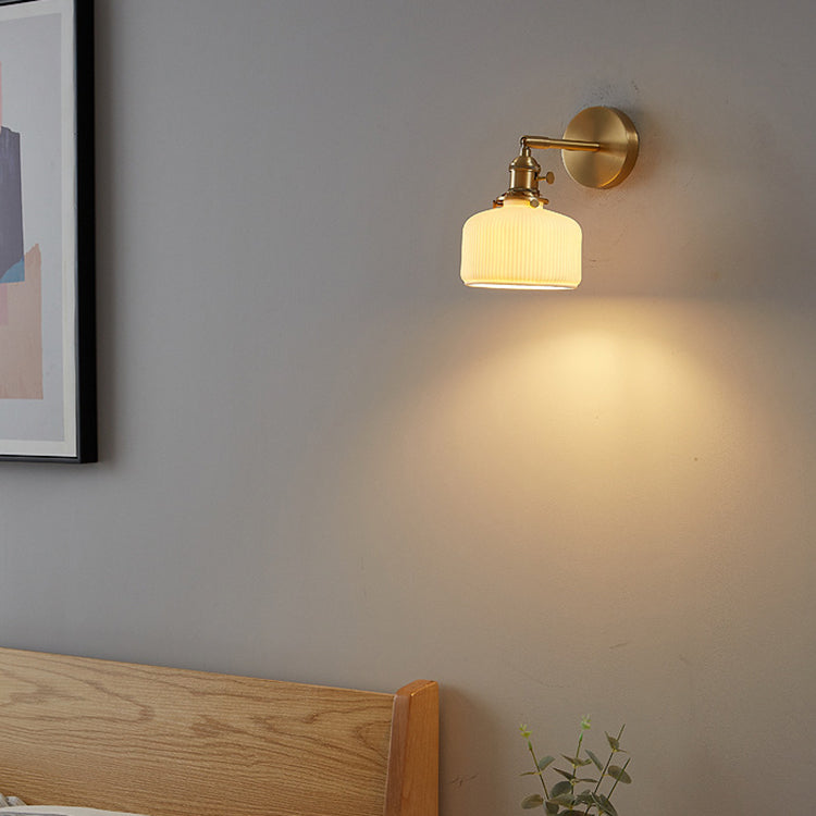 Frendorf | StripoLux Moderne Wandlampe | Minimalistische Keramik-Wandleuchte | Streifendesign | Ambientebeleuchtung