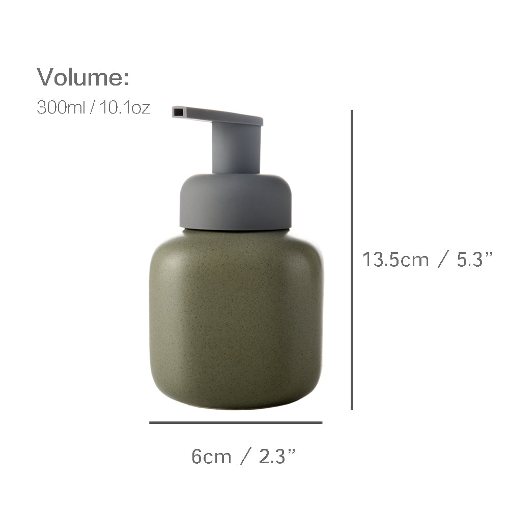 Keramischer Seifenspender, Schäumende Pumpe Badezimmerflasche, Einfaches Design, Nachfüllbare Wiederverwendbare Lotionpumpe für Badezimmer Küche, 300ml/10,1oz