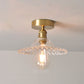 Frendorf | Lotuvia Japanische Vintage Deckenleuchte | Glas & Messing | Lotus Design | Semi-Flush-Mount
