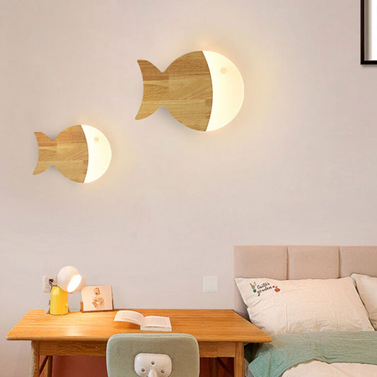 Frendorf | Fynnora Nordic Wandlampe | Eiche & Acryl | Minimalistisches Fisch-Design | LED Beleuchtung