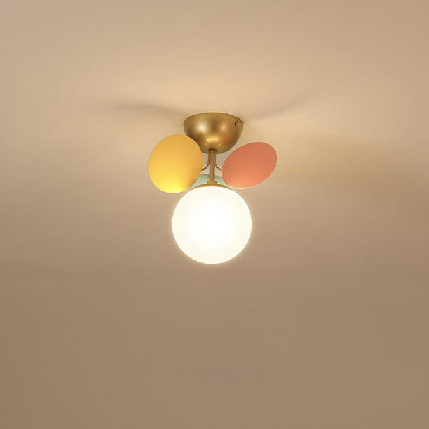 Frendorf | BloomLume Mid-Century Deckenleuchte | Blumen-Deko & Glas-Kugel | 1-4 Flammen | Modern & Stilvoll | Für Wohnzimmer