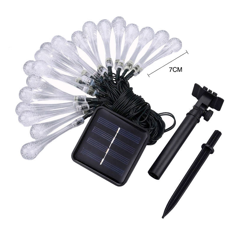 Frendorf Solar Wassertropfen Lichterkette | IP65 Aussen Lichter mit 8 Modi für Garten & Balkon