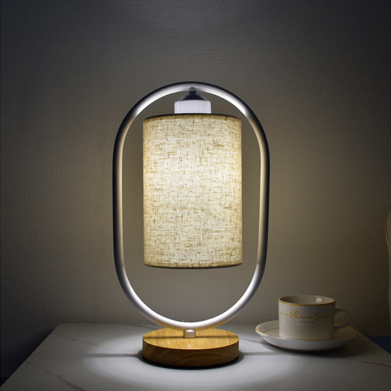 Frendorf | LinoLux Nordic Tischlampe | Dimmbar | Leinenschirm | LED Beleuchtung für Zuhause