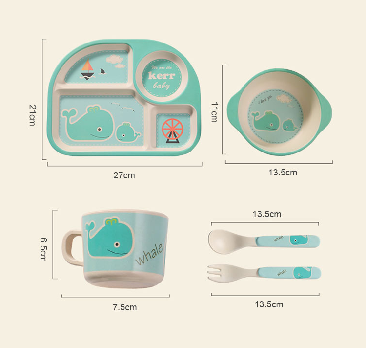Frendorf | Baby Geschirrset mit Wolkenmotiv – Teller, Schüssel, Becher & Besteck für Kinder