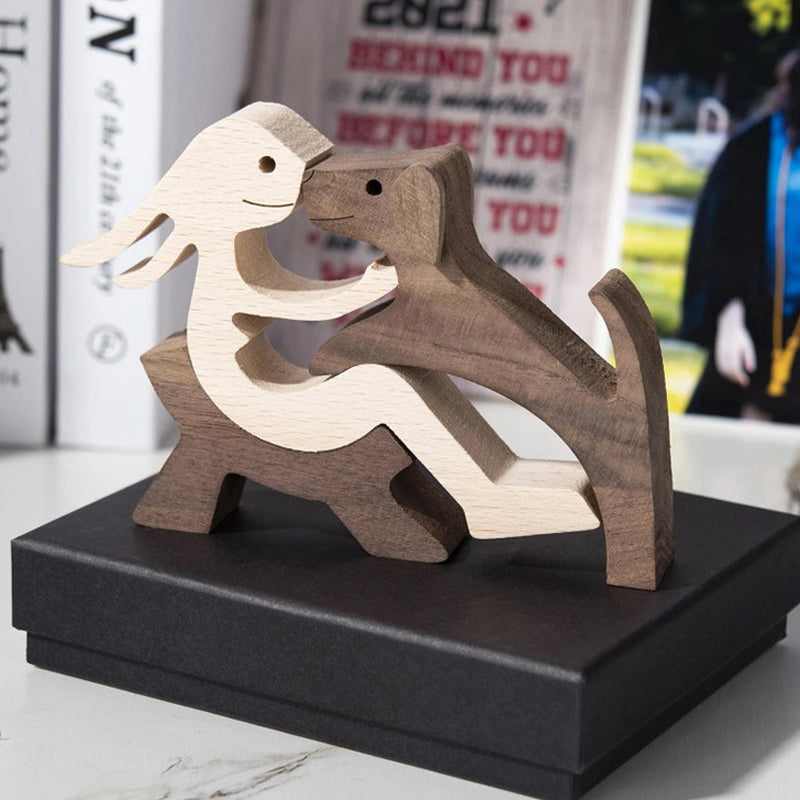 Frendorf | Geschenk für Tierliebhaber - Holzskulptur Tischornamente - Die Liebe zwischen Ihnen und Ihrem pelzigen Freund