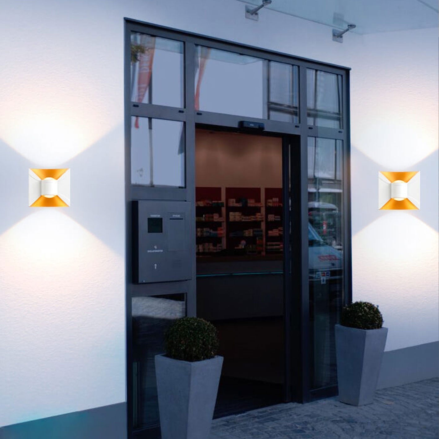 Moderne kreative Aluminium quadratische Doppelkopf Außenbalkon Wandleuchte lampe
