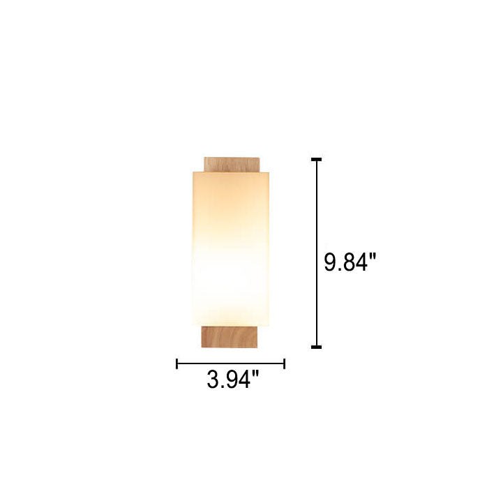 Moderner minimalistischer Massivholz Quadrat Glas Säulen 1-Lampe Wand sconces Leuchte