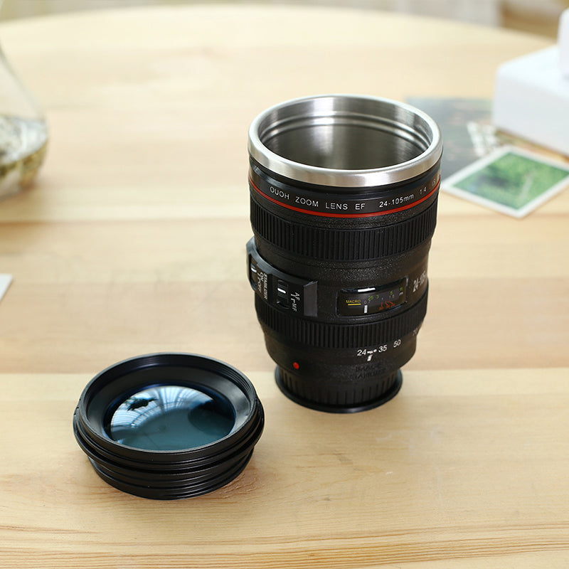 Kameraobjektiv Inspiriert Isolierte Tasse Kaffeetasse