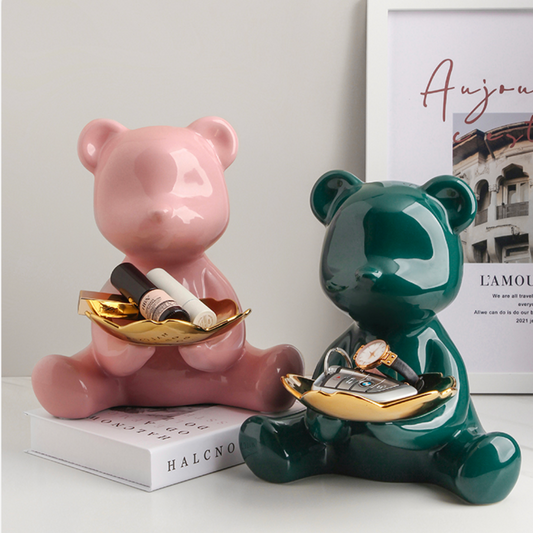 Frendorf | 3D Harz Bärenfigur Dekorativer Tablett