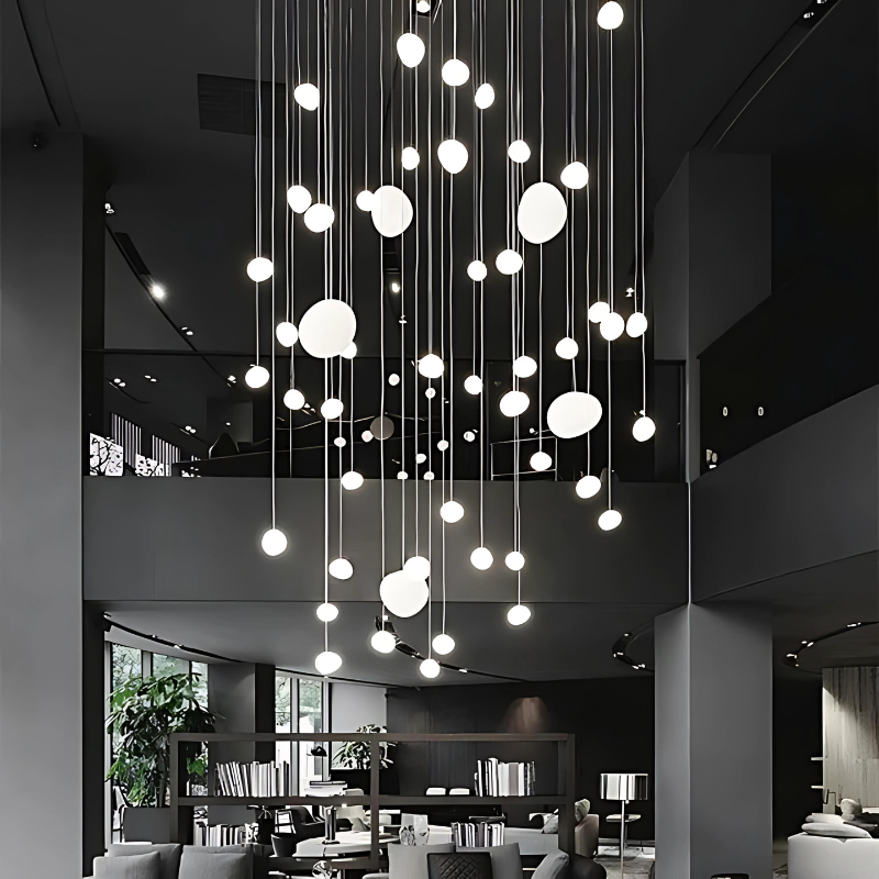Elegante Glas-Kiesel-Pendelleuchte