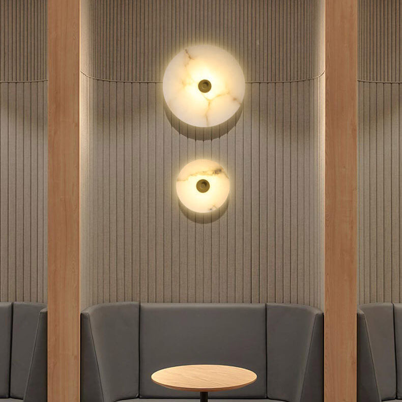 Frendorf | Marblios Runde LED Wandleuchte | Luxus-Marmor & Acryl-Design | Warmes Licht | Modern & Stilvoll für Wohnzimmer & Schlafzimmer
