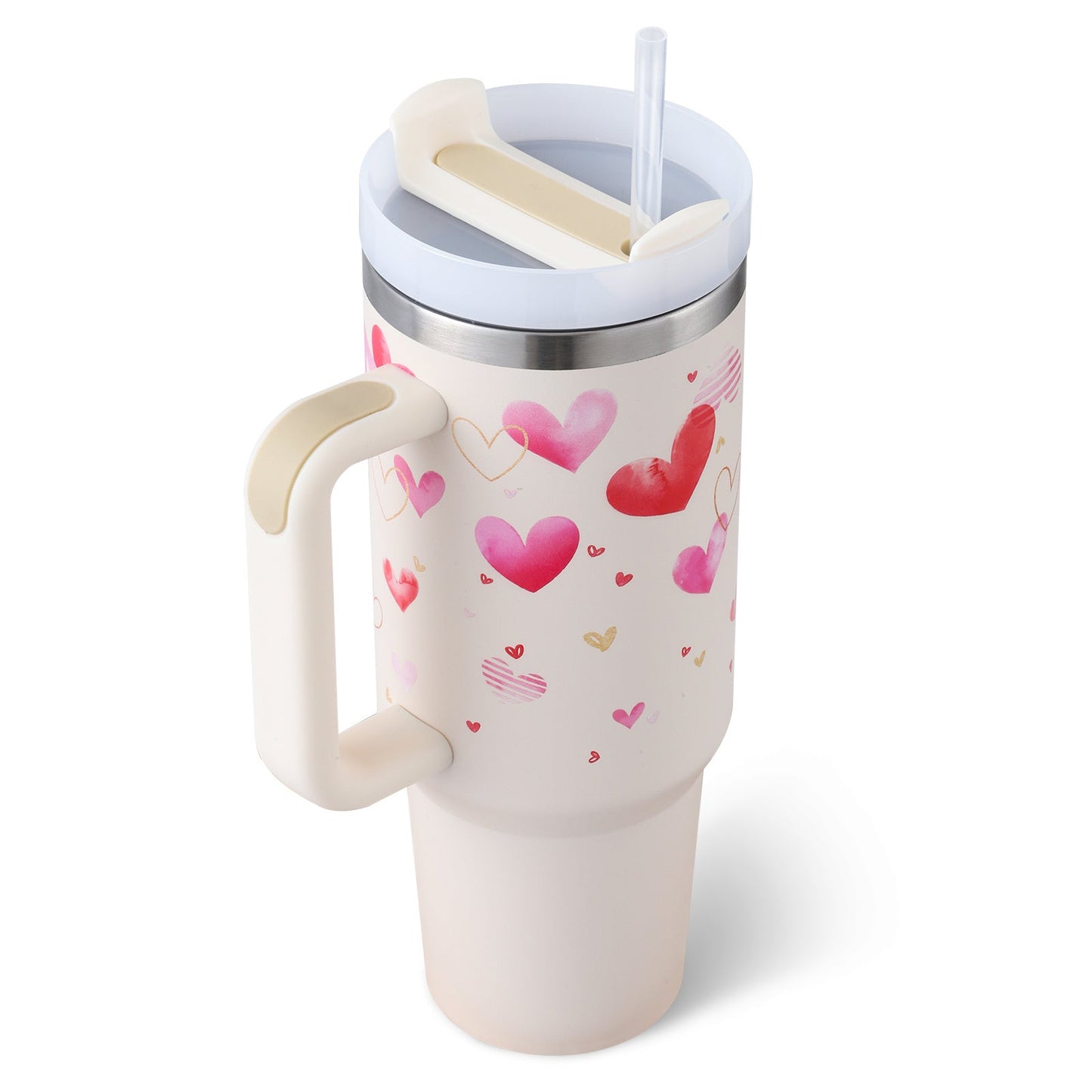 40 Oz Tumbler mit Griff Strohhalm isoliert