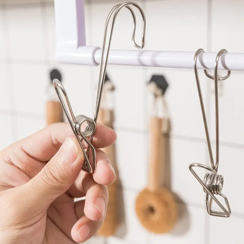 Frendorf | 10er-Set Edelstahl-Clips mit Haken – Praktisch & Rostfrei