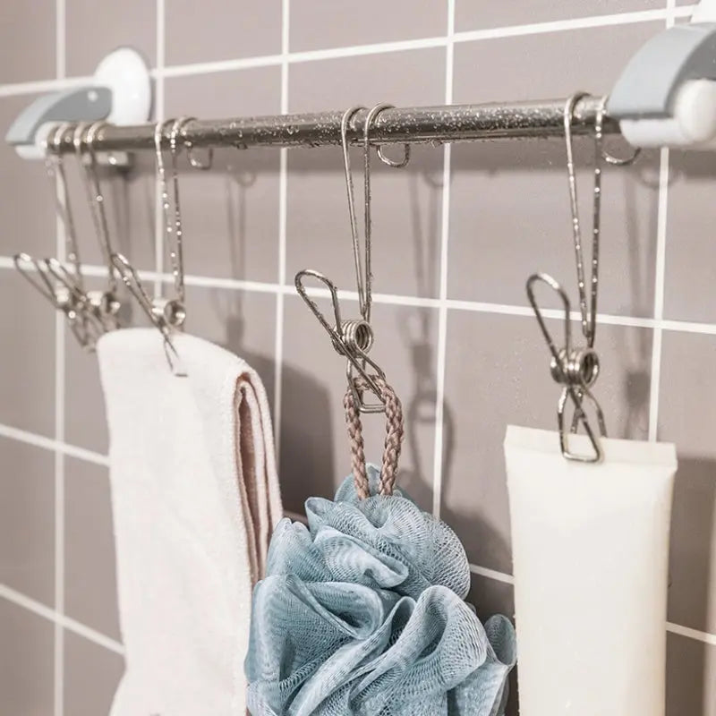 Frendorf | 10er-Set Edelstahl-Clips mit Haken – Praktisch & Rostfrei