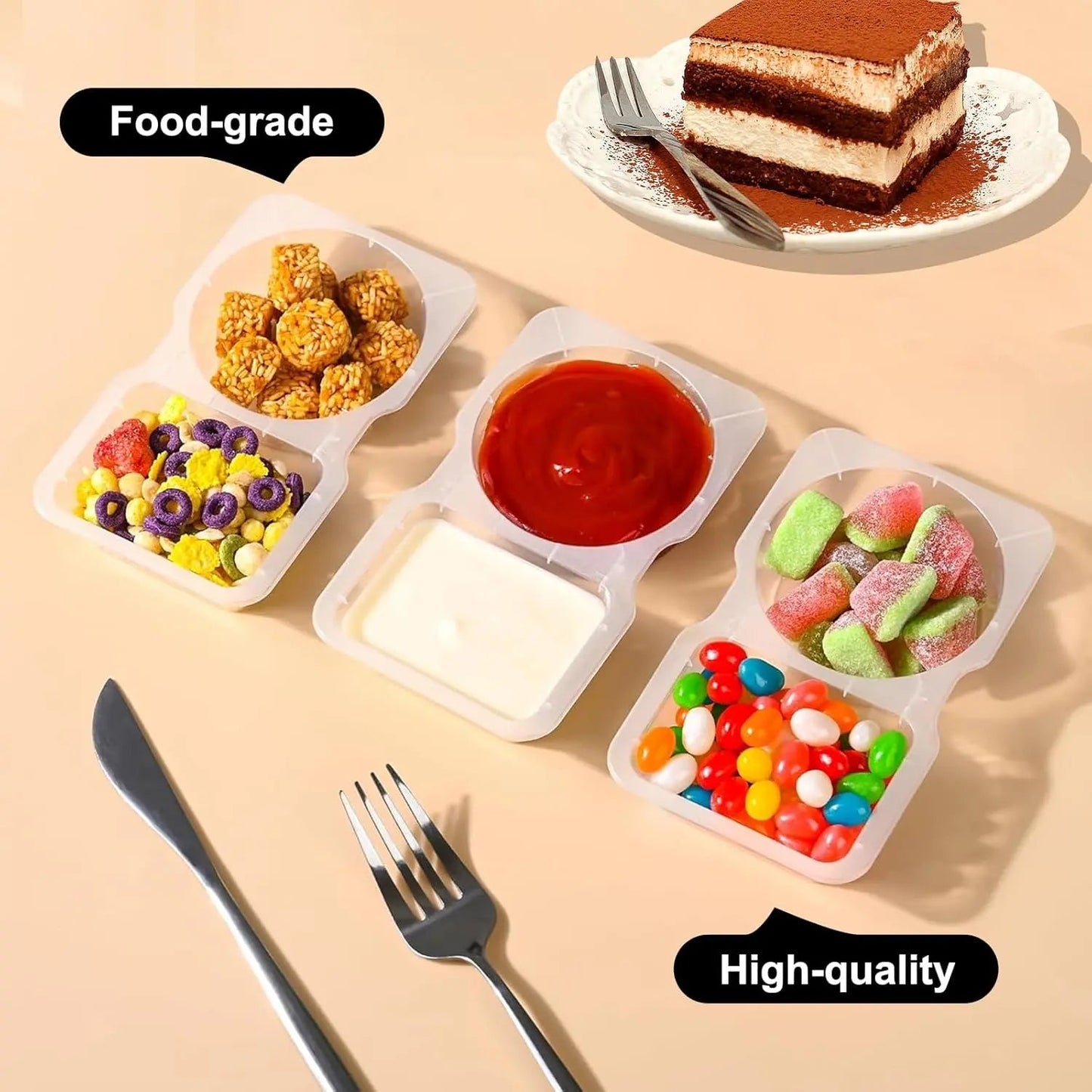 Frendorf | 10er-Set Wiederverwendbare Snackbehälter (130 ml) – Mit Doppelkammer & Auslaufschutz