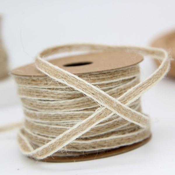 Frendorf | 10M/Rolle Breite 0,5 cm Jute-Burlap-Rollen Hessian Band mit Spitze Vintage Rustikale Hochzeitsdekoration