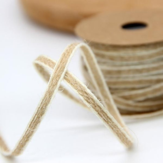 Frendorf | 10M/Rolle Breite 0,5 cm Jute-Burlap-Rollen Hessian Band mit Spitze Vintage Rustikale Hochzeitsdekoration