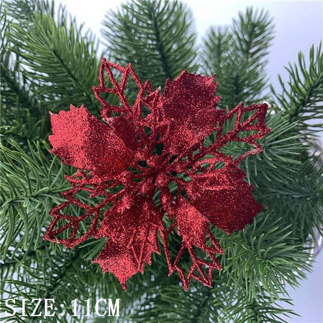 Frendorf | 10 Stück Künstliche Weihnachtsblumen Baumdeko