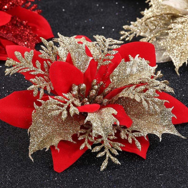 Frendorf | 10 Stück Künstliche Weihnachtsblumen Baumdeko