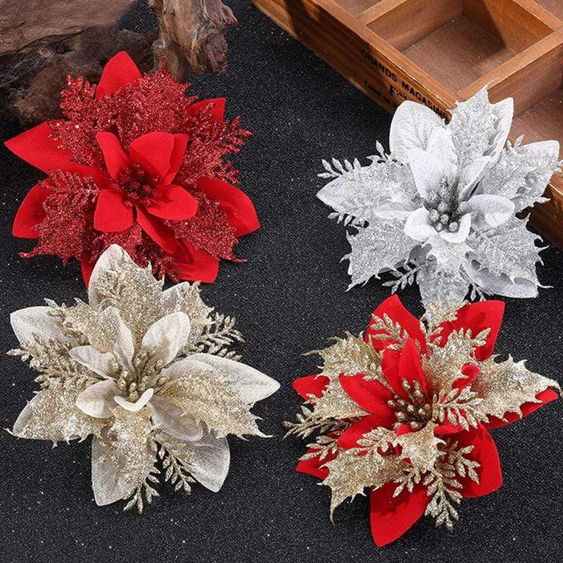 Frendorf | 10 Stück Künstliche Weihnachtsblumen Baumdeko