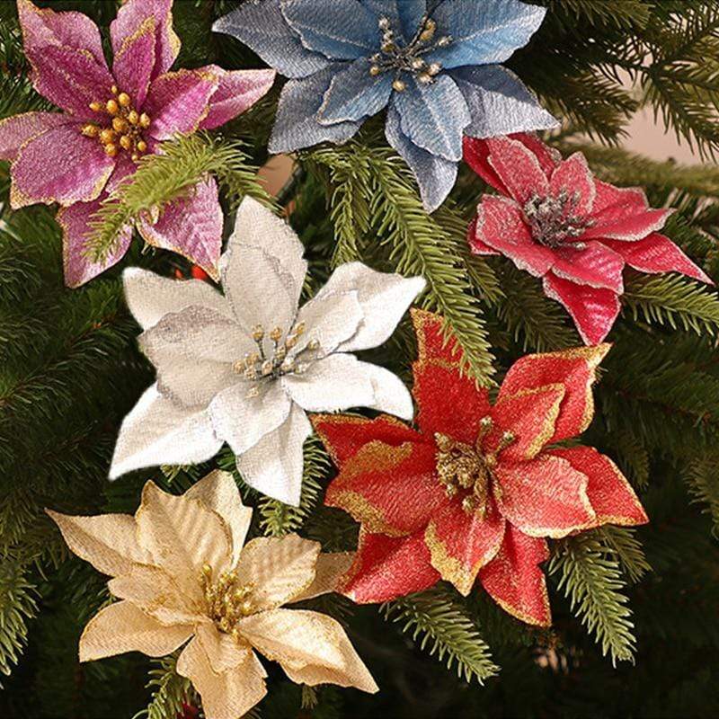 Frendorf | 10 Stück Künstliche Weihnachtsblumen Baumdeko