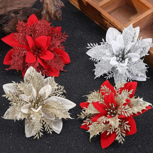Frendorf | 10 Stück Künstliche Weihnachtsblumen Baumdeko