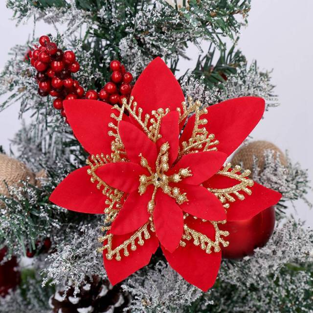 Frendorf | 10 Stück Künstliche Weihnachtsblumen Baumdeko