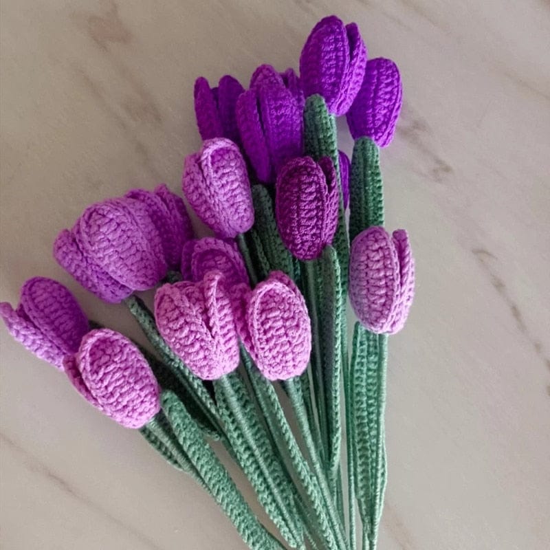 Frendorf | 10 Stück Handgestrickte Häkel-Tulpenblumen
