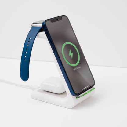 Frendorf | 3-in-1 Wireless Charging Station | Apple, Samsung, Uhr, AirPods | Schnelllade-Lösung