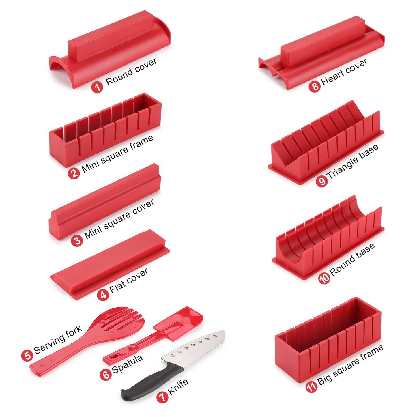 Frendorf | 11-teilig: Sushi-Maker-Set Sushi-Rollen mit hochwertigem Sushi-Messer