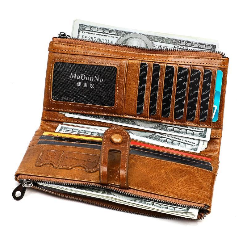 Frendorf | Damen Echtes Leder Clutch Lange Geld Münztasche