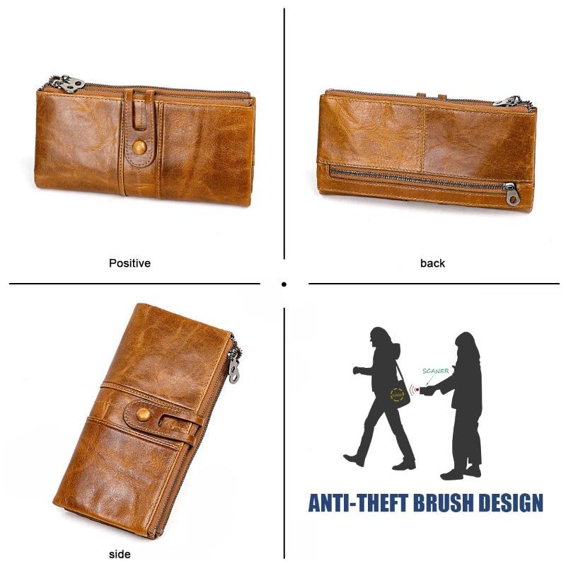 Frendorf | Damen Echtes Leder Clutch Lange Geld Münztasche