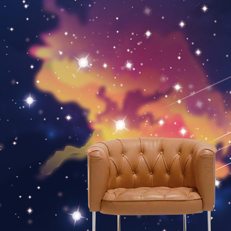 Frendorf | Whole Illustration Nordic Mural Wallpaper für Kinder mit sternen Himmel Design in Blau und Gelb
