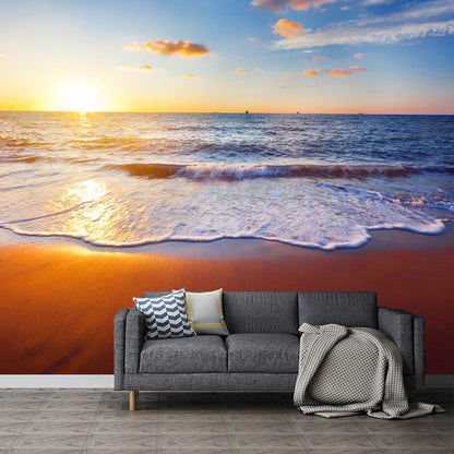 Frendorf | Blauwe en Bruine Noordse Muurschildering Behang Extra Groot Zeebodem en Lucht Wanddecoratie voor Accentmuur