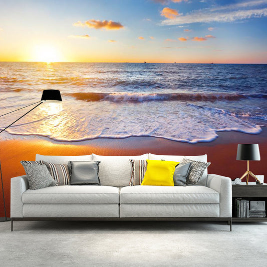 Frendorf | Blauwe en Bruine Noordse Muurschildering Behang Extra Groot Zeebodem en Lucht Wanddecoratie voor Accentmuur