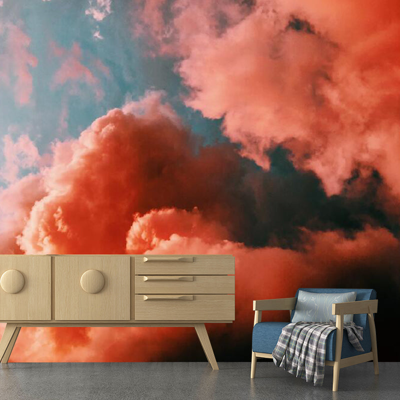Frendorf | Foto Bewolkte Lucht Wandkunst Extra Grote Muur Decal voor Meisjes in Roze en Blauw, Op Maat Gemaakt