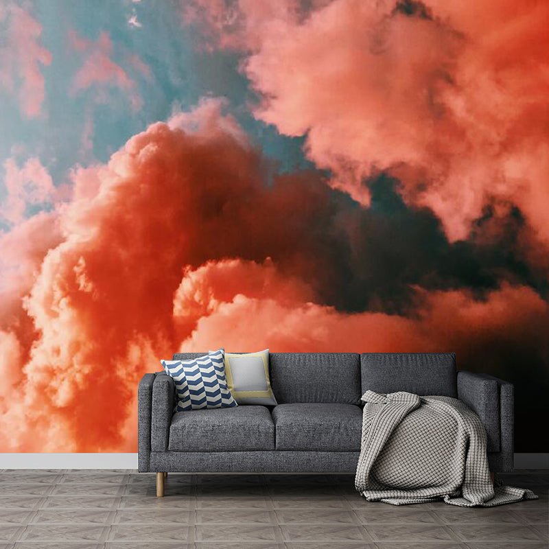 Frendorf | Foto Bewolkte Lucht Wandkunst Extra Grote Muur Decal voor Meisjes in Roze en Blauw, Op Maat Gemaakt