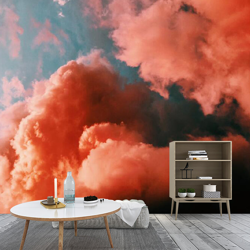 Frendorf | Foto Bewolkte Lucht Wandkunst Extra Grote Muur Decal voor Meisjes in Roze en Blauw, Op Maat Gemaakt