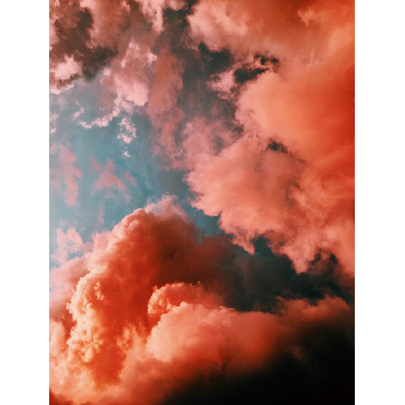 Frendorf | Foto Bewolkte Lucht Wandkunst Extra Grote Muur Decal voor Meisjes in Roze en Blauw, Op Maat Gemaakt