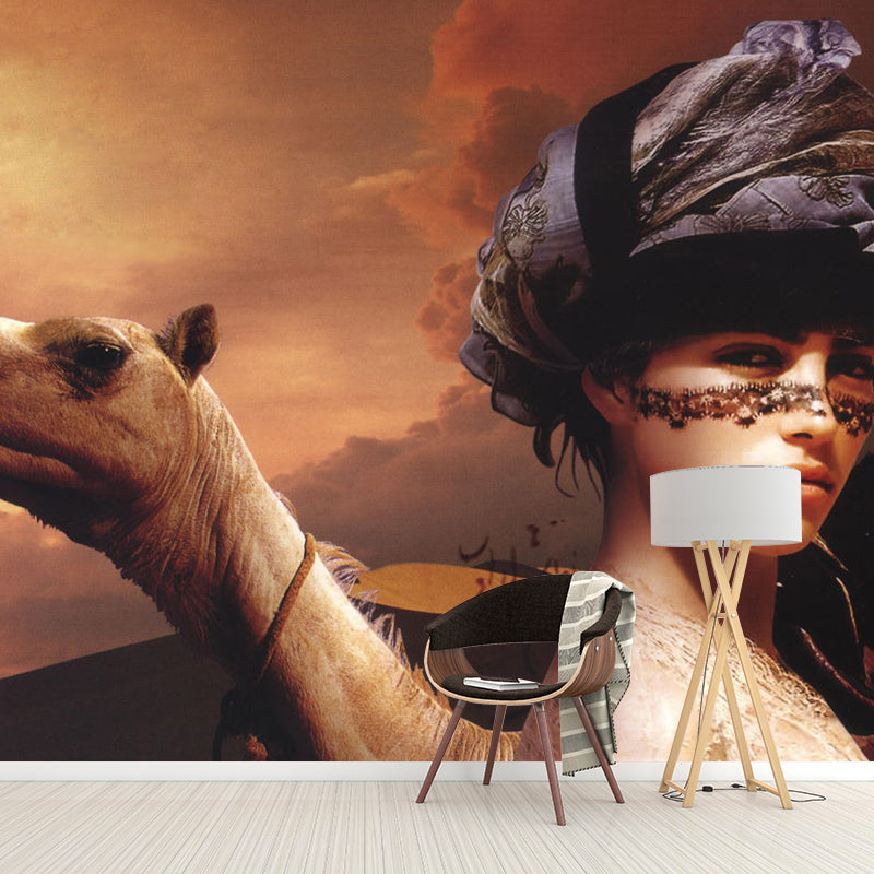 Frendorf | Grote Beauty Wand Muur Decal voor Slaapkamer Alpaca Wanddecor in Bruin, Vlekbestendig
