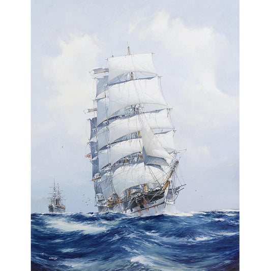 Frendorf | Blau und Weiße Boot Wandmalerei Tapete Feuchtigkeitsbeständige Wandverkleidung für Esszimmer